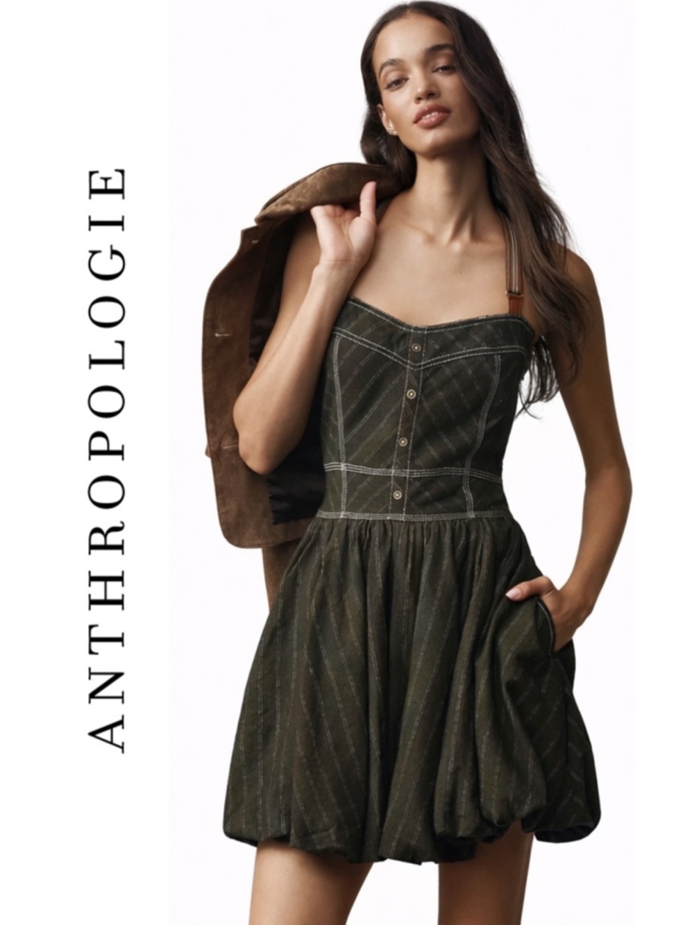 Anthropologie Pilcro Halter Sweetheart Bubble Mini Dress